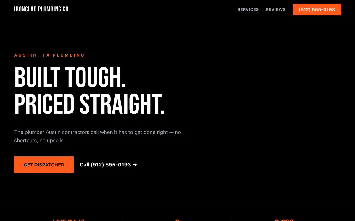 Ironclad Plumbing Co. homepage preview