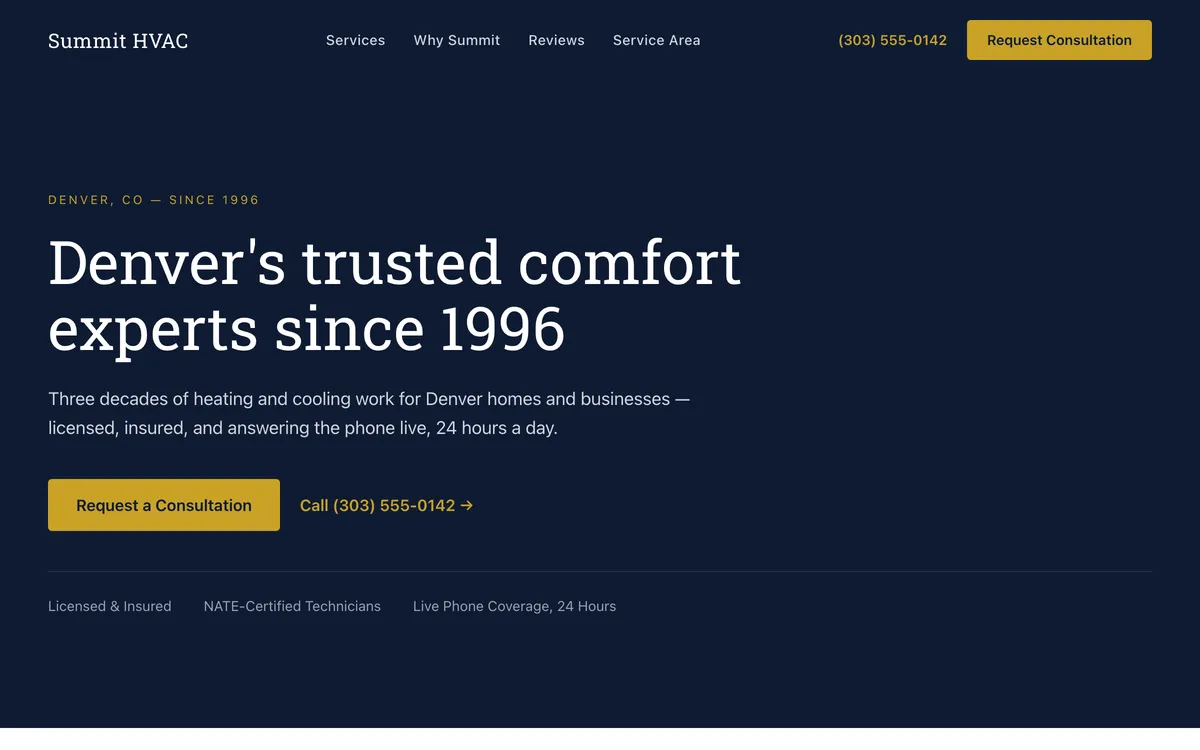 Summit HVAC homepage preview